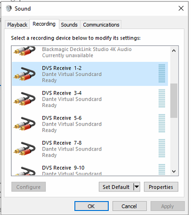 dante virtual soundcard and adobe audition